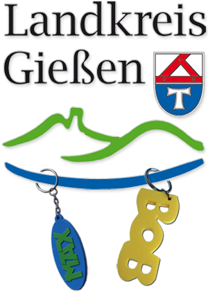 Das Logo vom Landkreis Gießen mit dem Anhänger der Aktion BOB und Aktion MAX